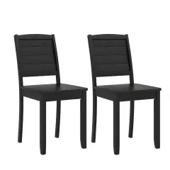 Costway Armless Wood Dining Chair Set of 2 with Rubber Wood Legs Curved Backrest Kitchen White/Black