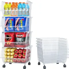 Plastic Stackable Storage Bins Clear - 4 Pack