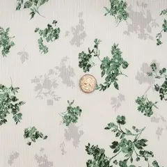 1 Yard Rayon Crinkle Ivory Green Fabric Lightweight 50/52" Width Apparel Fabric