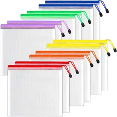 Plastic Mesh Zipper Pouch (6 Colors, 12 Packs)