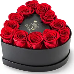 12 Red Forever Flower in a Heart-Shaped Gift Box