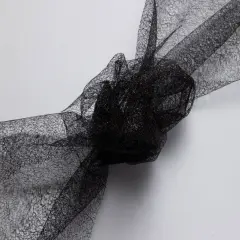 1 Yard Metallic Susumi Tulle Lace Fabric, 58/60&Prime; Wide 100% Polyester Black