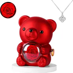 Cute Teddy Bear with Preserved Rose