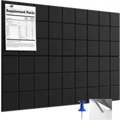 Nine-Grid Cork Board 36" x 24" Self-Adhesive Pin Board, 6 Pack Black Felt Bulletin Board