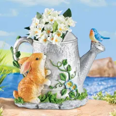 Collections Etc Adorable Bunny and Watering Can Planter