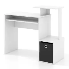 Space-saving Computer Desk with Pull-out Keyboard Tray White
