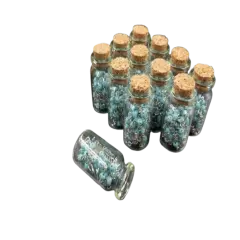 12 Rosary in Glass Bible Cross Blue Beads CATHOLIC Mary Crucifix Necklace Bottle