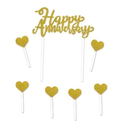 12 Pack Bulk Happy Anniversary Cake Topper