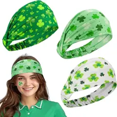 Biubee St. Patrick's Day Headband- Elastic Soft Green Shamrock Headband