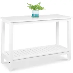 Best Choice Products 48in 2-Shelf Indoor Outdoor Wooden Console Table Multifunctional Buffet Bar Storage White