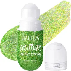 Green Body Glitter Gel, Roll-on Face Glitter for St Patricks Day Festival Rave Accessories, Holographic Hair Glitter Gel,Body Shimmer Mardi Gras Makeup for Rave Party