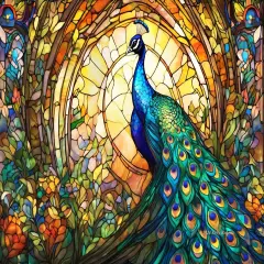 Sunsout Stained Glass Zoo Peacock 550 pc Jigsaw Puzzle 73320