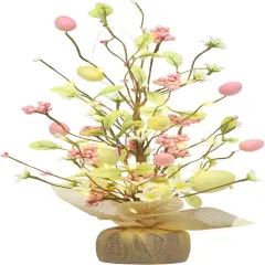 Easter Decorations, 18 Inch Pre-Lit Easter Egg Tree Tabletop Decor with Delicate Ornaments