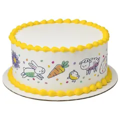 Hoppy Easter Doodle Bunny Edible Cake Topper Image Strips 3ct