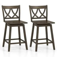 24/29 Inch Bar Stool Set of 2 Wooden Bar Chairs with Rubber Wood Frame, Adjustable Height, Modern Design