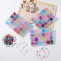 1800Pcs Glass Beads Jewelry Making Kit -Crackled, Bicolor, Monochrome 8mm 3 in 1 Crystal Beads Bracelet Making Kit, 32 Colors DIY Jewelry and Craft Art Making Kit for Beginners Round Jewelry Making
