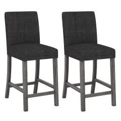 Counter Height Bar Stools Set of 2 with Back and Footrest-Grey
