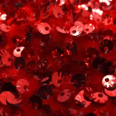Sanibel Seashell Stretch Velvet Sequin Fabric Red/Red