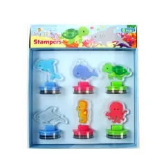 Sea Life Acrylic Self-Inking Stamper in Display Box, 6 Pcs