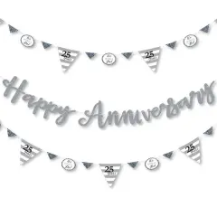 Big Dot of Happiness We Still Do - 25th Wedding Anniversary - Party Letter Banner Decoration - 36 Banner Cutouts and Happy Anniversary Banner Letters