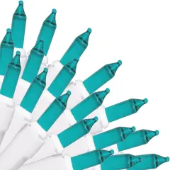 100 Count Mini String Christmas Lights, Teal - 22 feet Indoor/Outdoor Christmas Tree Lights with White Wire