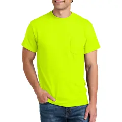 Gildan Dryblend Pocket T-Shirt, Multiple Colors Adult Short Sleeve Tees Safety green