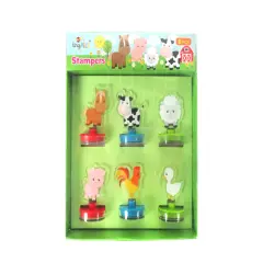 Farm Animals Acrylic Self-Inking Stampers, 6 Pcs