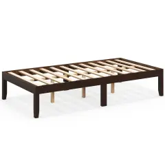14 Inch Twin Wood Platform Bed Frame with Wooden Slats Support Perfect for Dorms Espresso