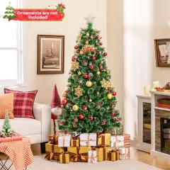 Artificial Christmas Tree with Red Berries and Kerosene Lamps