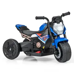 Plastic 6V Kids Ride-on Motorcycle with Battery Power and Detachable Training Wheels Blue