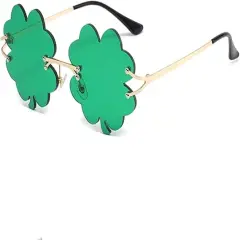 St. Patrick's Day Irish Shamrock Sunglasses for Women Men Green Lucky Leprechaun Costume Fashion Rimless Glasses