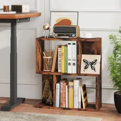 3-Tier Freestanding Display Bookshelf with Open Storage Space Ideal for Entryways or Living Rooms Rustic Brown