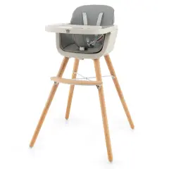 Babyjoy 3 in 1 Convertible Wooden High Chair Toddler Feeding Chair with Cushion Grey/Beige/Yellow/Pink/Dark Grey/Black