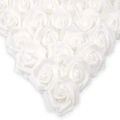 100 Pcs Artificial Rose Flower Heads Real Looking White Foam Centerpieces