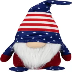 Northlight Stars and Stripes Patriotic USA Gnome Figurine Tabletop Decor, 9.5", Blue