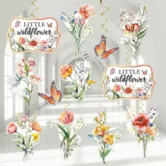 20Pcs Wildflower Hanging Swirl Decoration Vintage Floral Butterfly