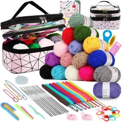 71PCS Crochet Starter Kit with 16 Colors Crochet Yarn & Instructions