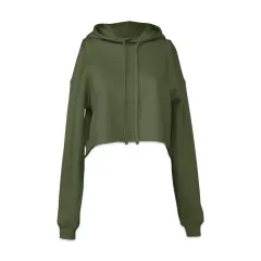 Bella + Canvas Cropped Fleece Hoodie - Military Green, Size Large