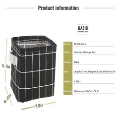 3 Pieces Storage Basket Bins Canvas Mini Storage Cubes Storage Basket for Makeup, Toys Liners, Books Storage Baskets with Handles for Shelves & Desks(3 Black)