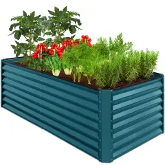 Best Choice Products 6x3x2ft Outdoor Metal Raised Garden Bed, Planter Box for Vegetables, Flowers, Herbs Peacock Blue