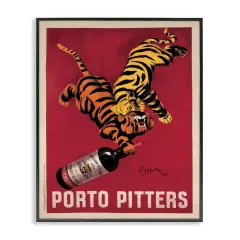 Stupell Industries Retro Vintage Wine & Tigers Framed Giclee By Marcello Nizzoli