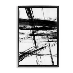 Stupell Industries Minimal Black Streaks on White Floating Frame By Judith Shapiro