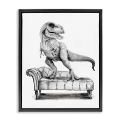 Stupell Industries T-Rex Lounging on Couch Floating Frame By Rachel Nieman