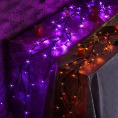 Lighted Halloween Garland with 48L Orange and Purple LED Lights