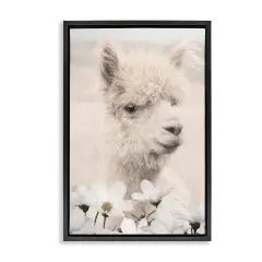Stupell Industries Alpaca with White Blossoms Floating Frame By Lori Deiter