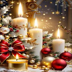 Christmas Diamond Painting Kits for Adults, Christmas Candles Diamond Art (12x16inch)