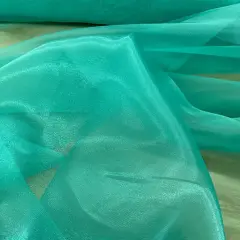 1 Yard Aqua Green Crystal Organza Fabric Sheer Shiny Polyester for Decorations and Crafts