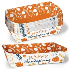 Big Dot of Happiness Happy Thanksgiving Paper Food Trays, Disposable Food Boats Double-Sided Meal Holders for Nachos, Hot Dogs, French Fries - 12 Ct