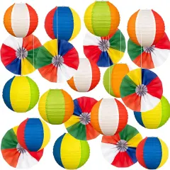 36Pcs Summer Beach Party Decorations Paper Lanterns and Fans
