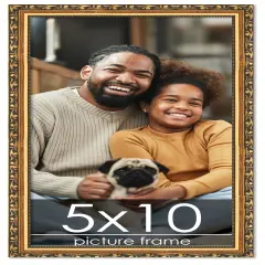5x10 Museum-Quality Picture Frame with UV-Resistant Acrylic & Acid-Free Backing, Available in 4 Finishes - Gold, Silver, Bronze, and Black